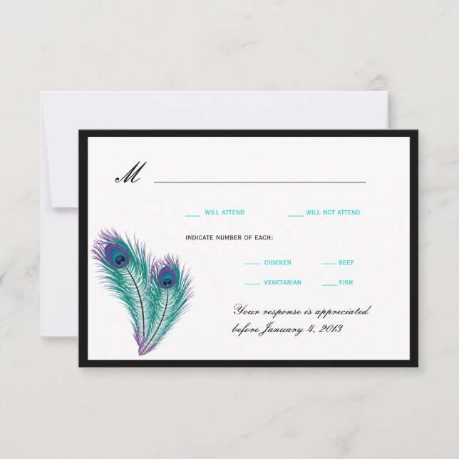 Peacock Tuxedo RSVP Cards (Vorderseite)