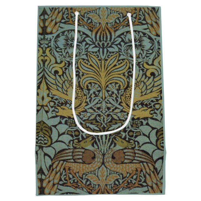 Peacock und Dragon (von William Morris) Mittlere Geschenktüte (Rückseite)