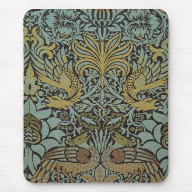 Peacock und Dragon (von William Morris) Mousepad (Vorne)
