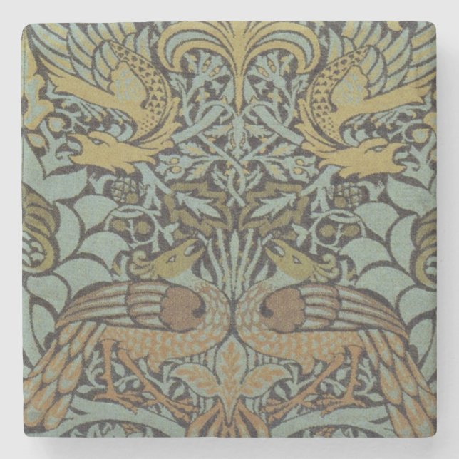 Peacock und Dragon (von William Morris) Steinuntersetzer (Vorderseite)