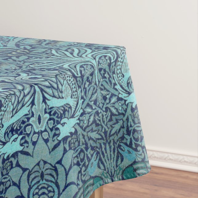 Peacock und Dragon William Morris Navy Blue Floral Tischdecke (Beispiel)