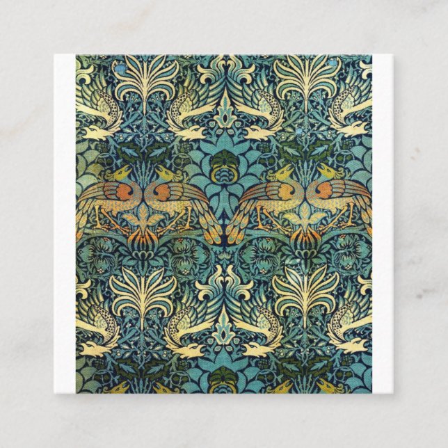 Peacock und Dragon William Morris Quadratische Visitenkarte (Vorderseite)