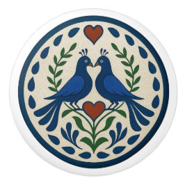 Peacock und Heart Pennsylvania Dutch Hex Sign Knob Keramikknauf