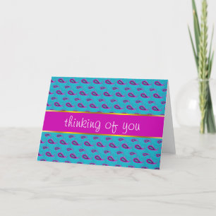 Peacock und Magenta Paisley Pattern Karte