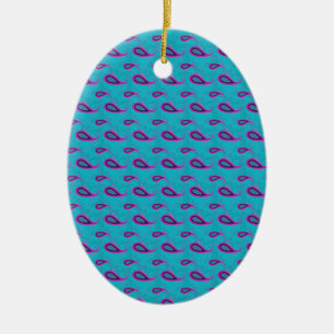 Peacock und Magenta Paisley Pattern Keramik Ornament