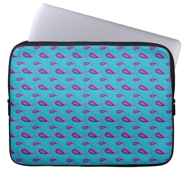 Peacock und Magenta Paisley Pattern Laptopschutzhülle (Vorderseite)