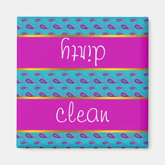 Peacock und Magenta Paisley Pattern Magnet (Vorne)