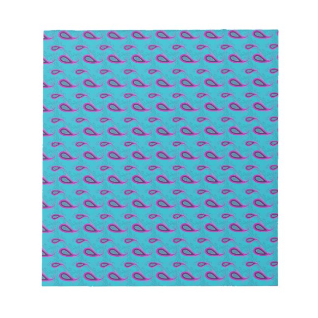 Peacock und Magenta Paisley Pattern Notizblock (Vorderseite)