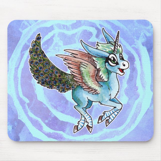 Peacock Unicorn Mousepad (Vorne)