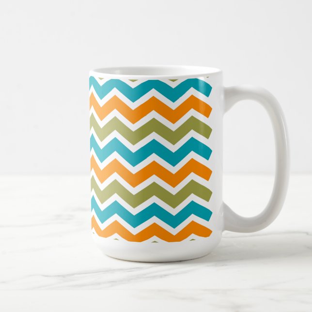 Peacock Vibrant Tribal Zigzag Kaffeetasse (Rechts)