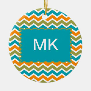 Peacock Vibrant Tribal Zigzag Keramik Ornament