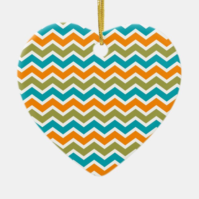 Peacock Vibrant Tribal Zigzag Keramik Ornament (Vorne)