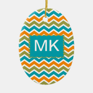 Peacock Vibrant Tribal Zigzag Keramikornament