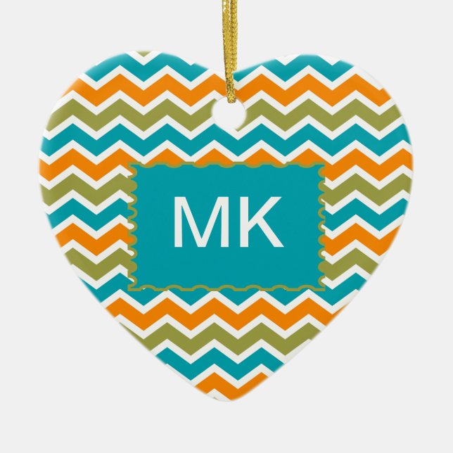 Peacock Vibrant Tribal Zigzag Keramikornament (Vorne)