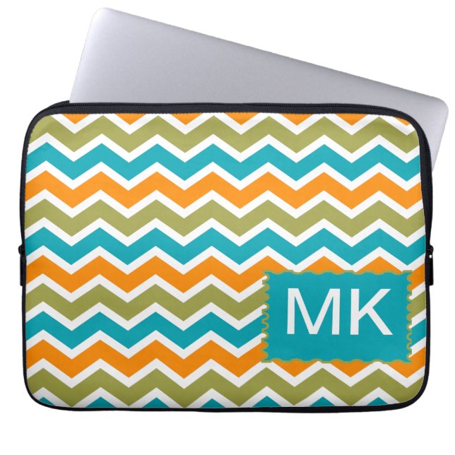 Peacock Vibrant Tribal Zigzag Laptopschutzhülle (Vorderseite)