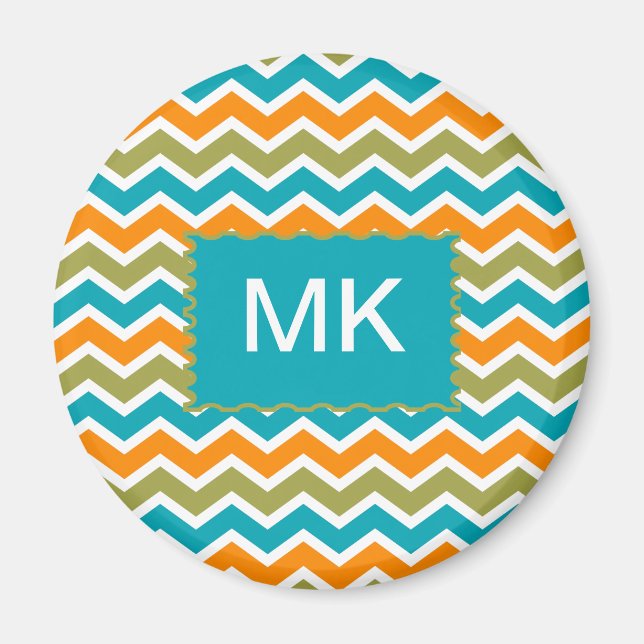 Peacock Vibrant Tribal Zigzag Magnet (Vorne)