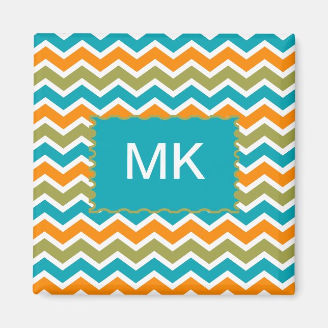 Peacock Vibrant Tribal Zigzag Magnet (Vorne)