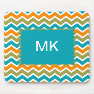 Peacock Vibrant Tribal Zigzag Mousepad