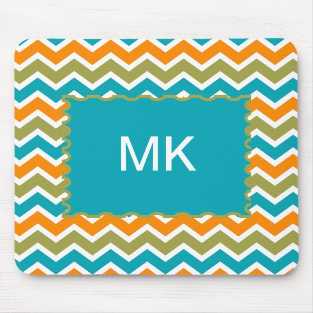 Peacock Vibrant Tribal Zigzag Mousepad (Vorne)