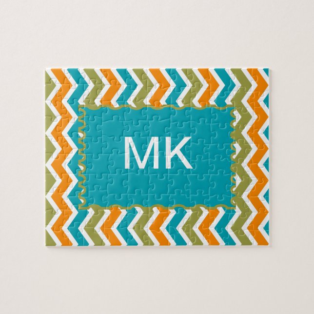 Peacock Vibrant Tribal Zigzag Puzzle (Horizontal)