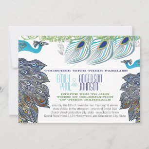 Peacock Vintag 3 Federn mit Peacock Einladung