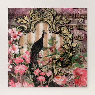 Peacock Vintag rosa, florale Nocken Puzzle