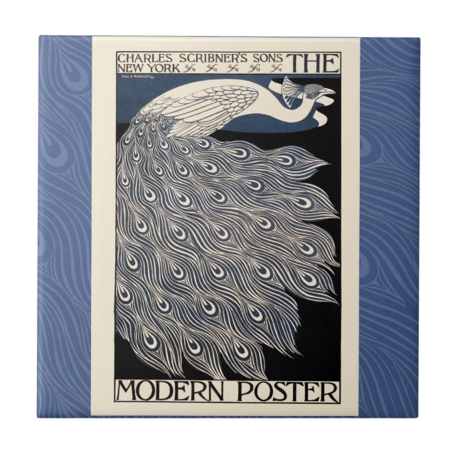 Peacock Vintages blaues Meer Fliese (Vorderseite)