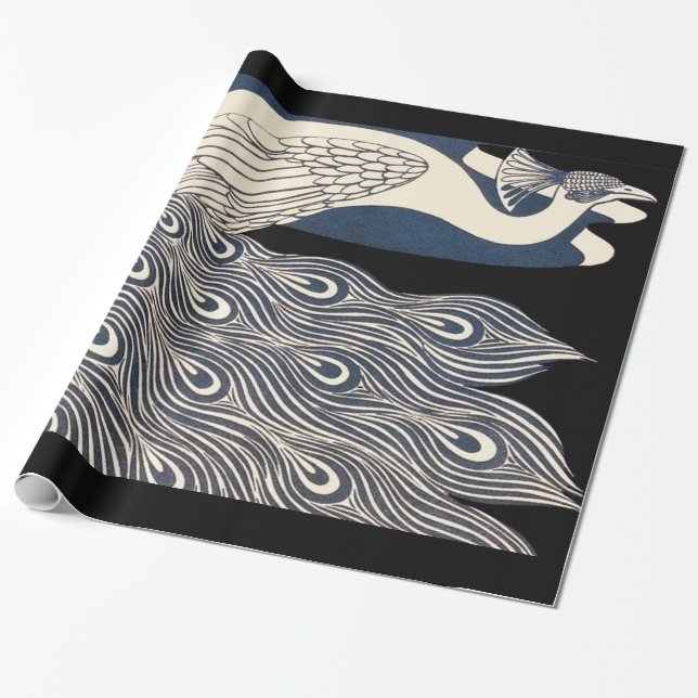Peacock Vintages blaues Meer Geschenkpapier (Ungerollt)