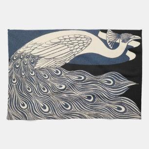 Peacock Vintages blaues Meer Geschirrtuch