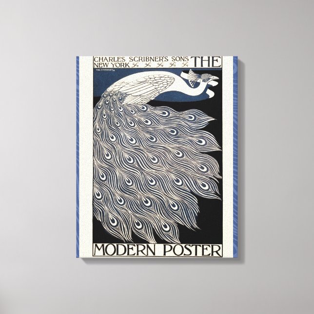 Peacock Vintages blaues Meer Leinwanddruck (Vorderseite)