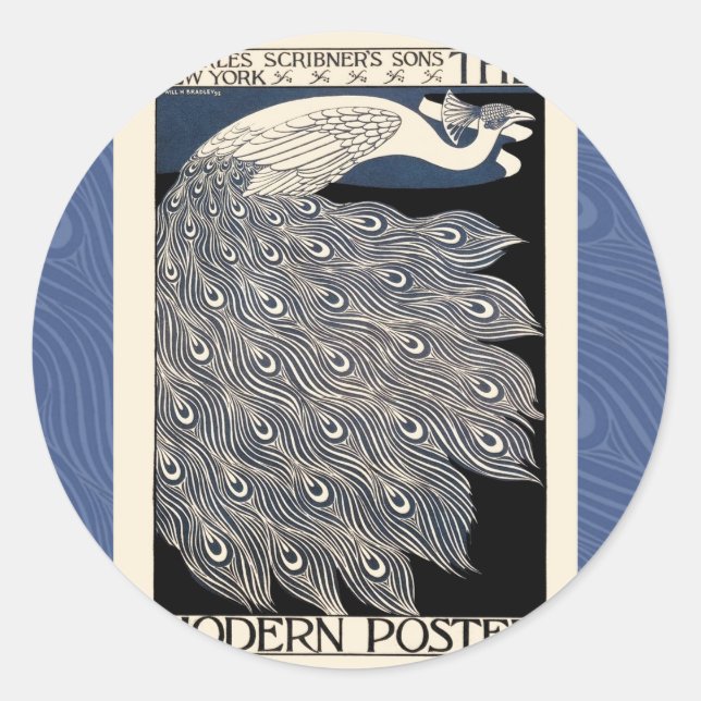 Peacock Vintages blaues Meer Runder Aufkleber (Vorderseite)