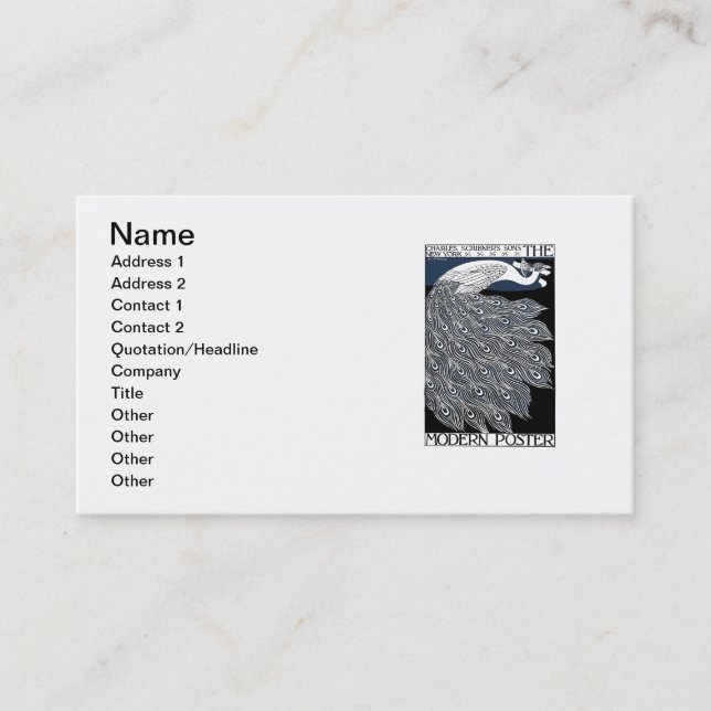 Peacock Vintages blaues Meer Visitenkarte (Vorderseite)
