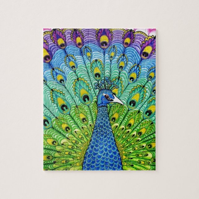 Peacock-Vogelanimation Puzzle (Vertikal)