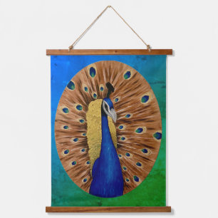 Peacock Wandteppich Mit Holzrahmen
