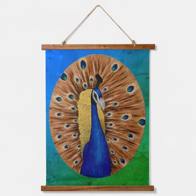 Peacock Wandteppich Mit Holzrahmen (Vorderseite)