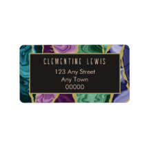 Peacock Watercolor Agate Address Label