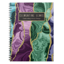 Peacock Watercolor Agate V1 Anpassbares Notebook