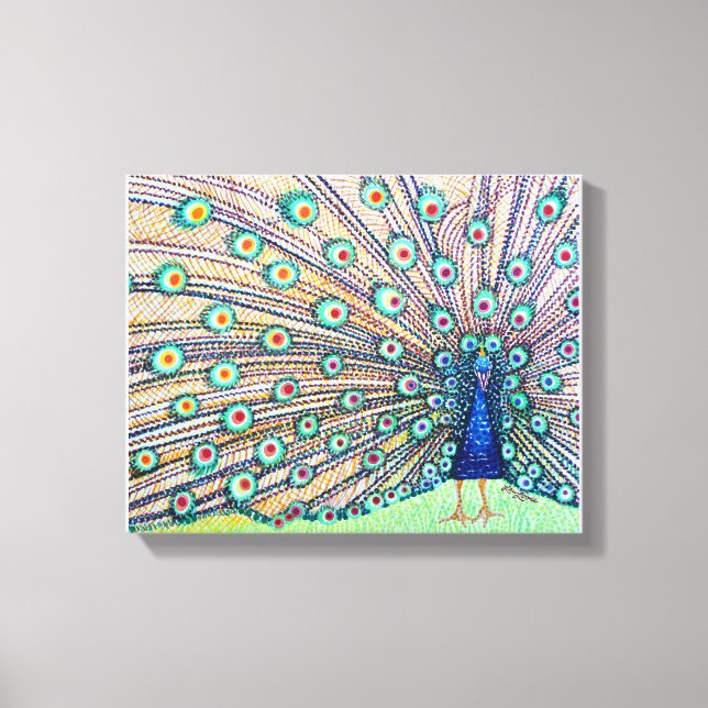 Peacock Watercolor Canvas Print Leinwanddruck (Vorderseite)