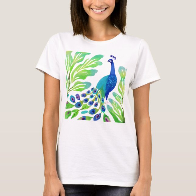Peacock Watercolor T-Shirt (Vorderseite)