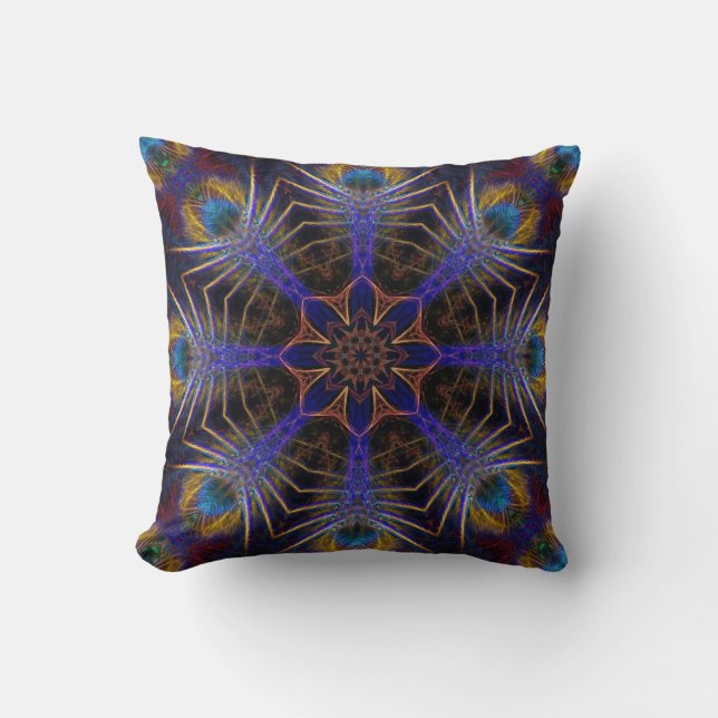 Peacock Web-Fraktale Jumbo Cushion Pillow Kissen (Vorderseite)