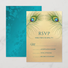Peacock Wedding Elegant Floral RSVP Karte
