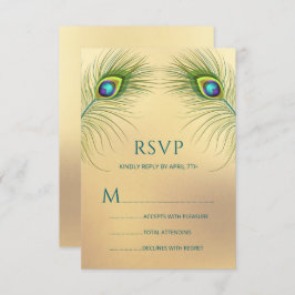 Peacock Wedding Elegant Floral RSVP Karte