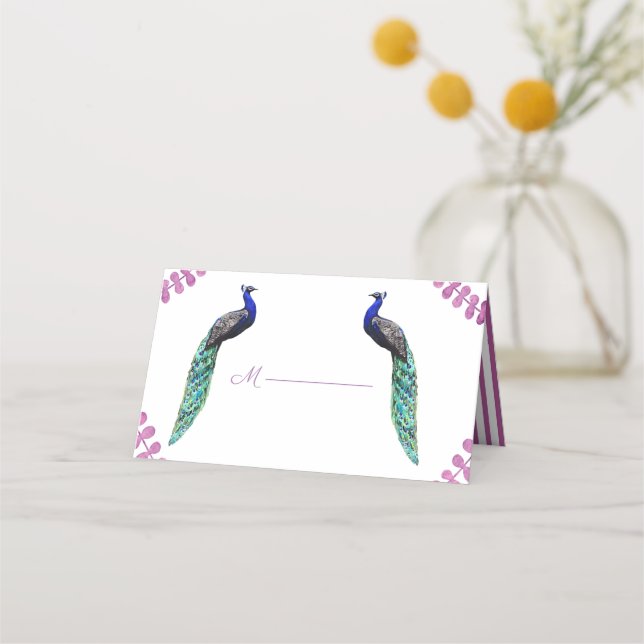 Peacock Wedding Platzkarte (Vorderseite)