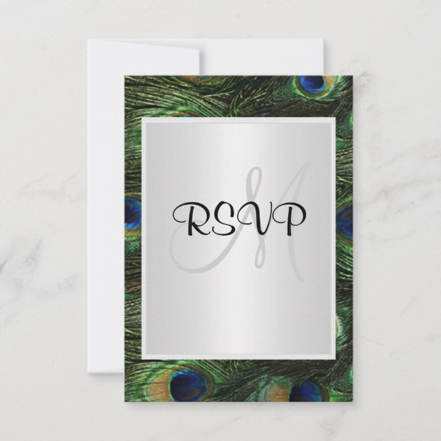 Peacock Wedding RSVP Karte (Vorderseite)