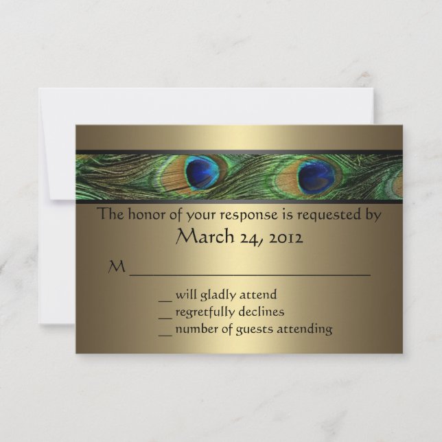 Peacock Wedding RSVP Karte (Vorderseite)