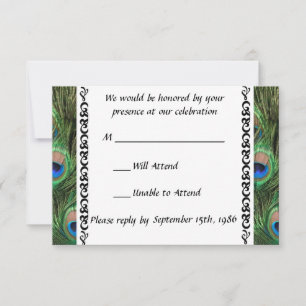 Peacock Wedding RSVP Karte