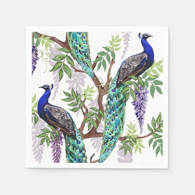 Peacock Wedding Serviette (Vorderseite)