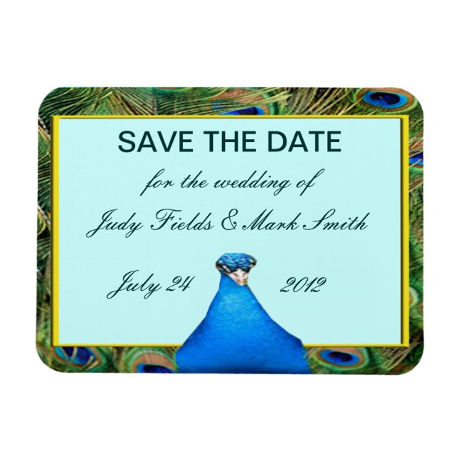 Peacock Wedding speichert das Date Magnet (Horizontal)