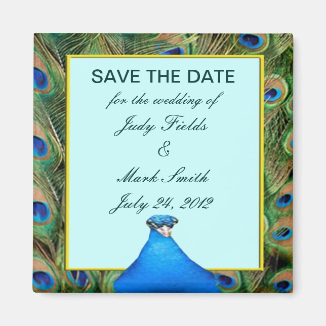 Peacock Wedding speichert das Date Magnet (Vorne)