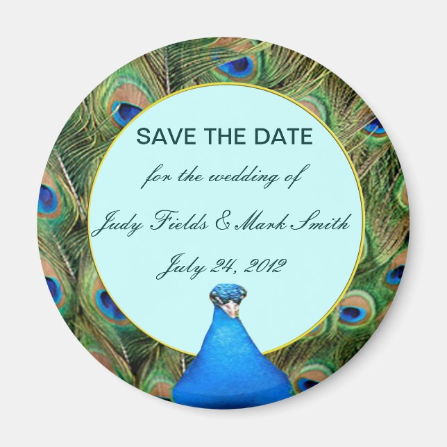 Peacock Wedding speichert das Date Magnet (Vorne)